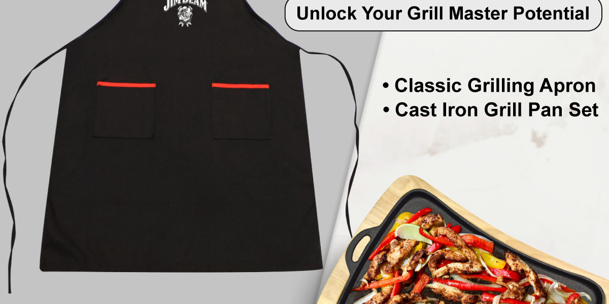 Jim Beam® Grilling Apron and  Cast Iron Grill Pan Set